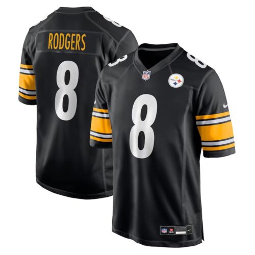 686139ea6f601_1 Men's Pittsburgh Steelers #8 Aaron Rodgers Black Game Jersey
