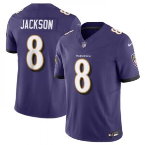 686139eeefa8d_1 Men's Baltimore Ravens #8 Lamar Jackson Purple 2023 F.U.S.E Vapor Jersey