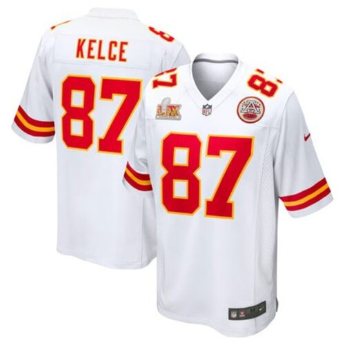 68613a2a10b41_1 Men's Kansas City Chiefs #87 Travis Kelce White Super Bowl LIX Game Jersey