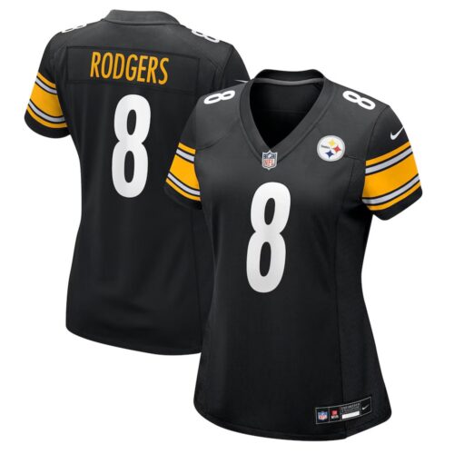 68613a7dcbdfd_1 Women's Pittsburgh Steelers #8 Aaron Rodgers Black Game Jersey