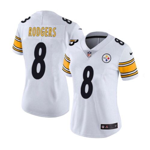 68613a7fd5558_1 Women's Pittsburgh Steelers #8 Aaron Rodgers White Vapor Untouchable Limited Stitched Jersey