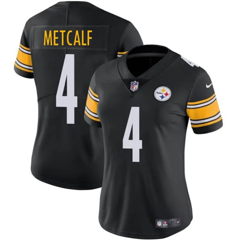 68613a81da15e_1 Women's Pittsburgh Steelers #4 DK Metcalf 2025 Black Vapor Stitched Football Jersey