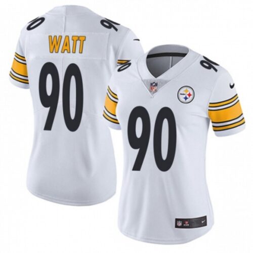 68613a8617c76_1 Women's Pittsburgh Steelers #90 T. J. Watt White Vapor Untouchable Limited Stitched NFL Jersey(Run Small)