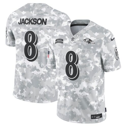 68613aaed7e73_1 Men's Baltimore Ravens Lamar Jackson Arctic Camo 2024 Salute to Service Limited Jersey