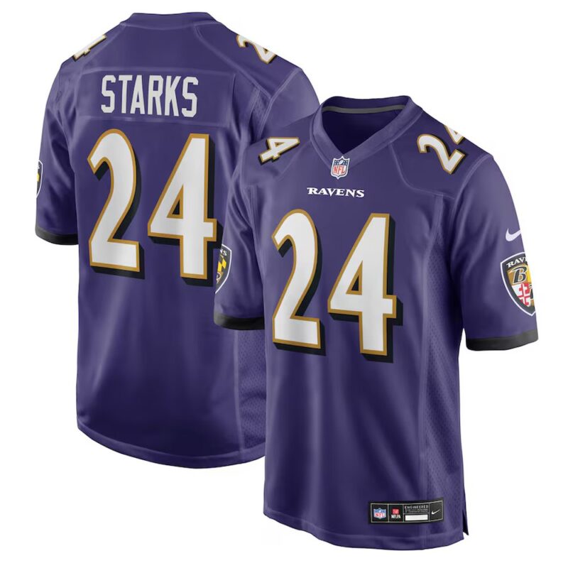 68613acc3dcb2_1 Men's Baltimore Ravens #24 Malaki Starks Nike Purple 2025 NFL Draft First Round Pick Game Jersey