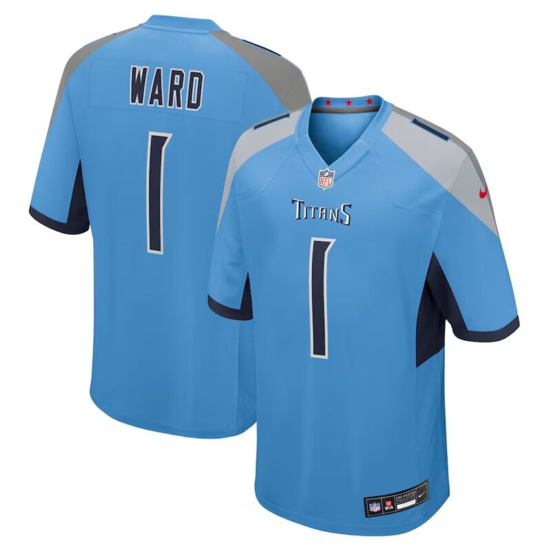 68613af9683b0_1 Men's Tennessee Titans #1 Cameron Ward Nike Light Blue 2025 NFL Draft First Round Pick No. 1 Game Jersey
