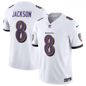 68613b25d01ef_1 Men's Baltimore Ravens #8 Lamar Jackson White 2023 F.U.S.E Vapor Jersey