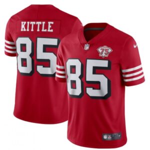 68613b5fde0fe_1 Men's San Francisco 49ers #85 George Kittle 2021 Scarlet 75th Anniversary Vapor Untouchable Alternate Stitched NFL Jersey