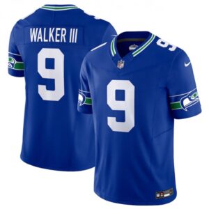 68613bf6bc54b_1 Men's Seattle Seahawks #9 Kenneth Walker III Royal 2023 F.U.S.E. Vapor Limited Throwback Stitched Jersey