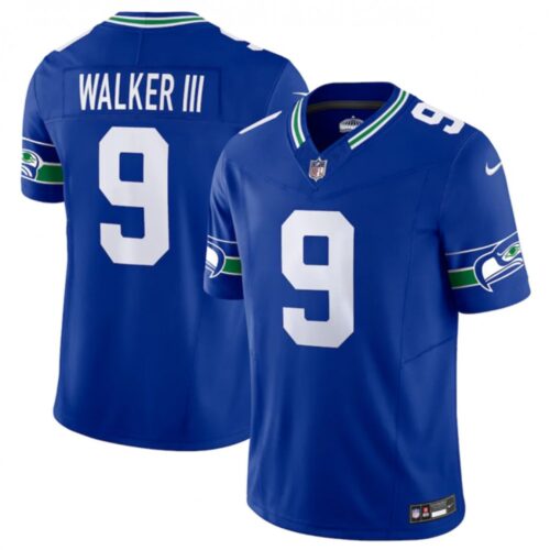 68613bf6bc54b_1 Men's Seattle Seahawks #9 Kenneth Walker III Royal 2023 F.U.S.E. Vapor Limited Throwback Stitched Jersey