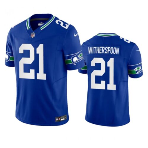 68613c0cbcf42_1 Men's Seattle Seahawks #21 Devon Witherspoon Royal 2023 F.U.S.E. Vapor Limited Throwback Stitched Jersey