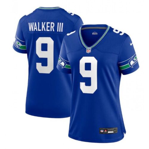 68613c2c953d6_1 Women's Seattle Seahawks #9 Kenneth Walker III Royal Throwback Player Stitched Game Jersey(Run Small)