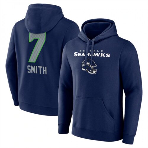 68613c3c9ba66_1 Men's Seattle Seahawks #7 Geno Smith Navy Team Wordmark Player Name & Number Pullover Hoodie