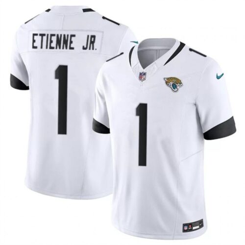 68613cc568d69_1 Men's Jacksonville Jaguars #1 Travis Etienne Jr. White 2023 F.U.S.E Vapor Untouchable Limited Stitched Jersey