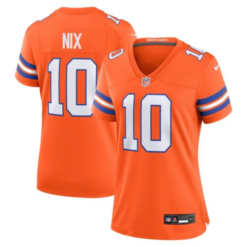 68613ce0b090a_1 Women's Denver Broncos #10 Bo Nix Orange Mile High Collection 1977 Throwback Player Game Jersey