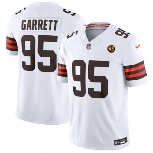 68613dd57fb96_1 Men's Cleveland Browns #95 Myles Garrett White 2023 F.U.S.E. With John Madden Patch Vapor Limited Stitched Football Jersey