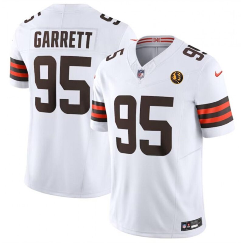 68613dd57fb96_1 Men's Cleveland Browns #95 Myles Garrett White 2023 F.U.S.E. With John Madden Patch Vapor Limited Stitched Football Jersey