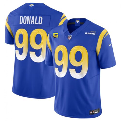 68613deff0c69_1 Men's Los Angeles Rams #99 Aaron Donald Blue 2023 F.U.S.E. With 4-Star C Patch Vapor Untouchable Limited Stitched Football Jersey