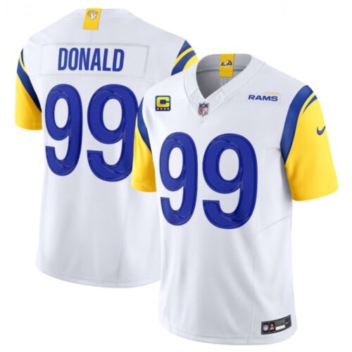 68613e17647a3_1 Men's Los Angeles Rams #99 Aaron Donald White 2023 F.U.S.E. With 4-Star C Patch Vapor Untouchable Limited Stitched Football Jersey