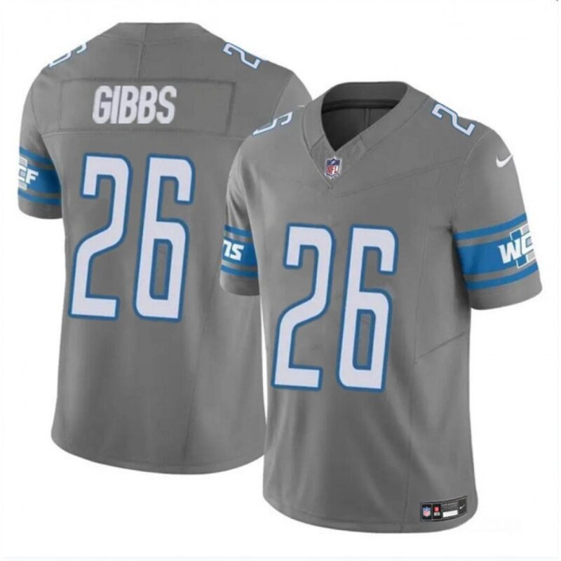 68613e34ead38_1 Men's Detroit Lions #26 Jahmyr Gibbs Grey 2023 F.U.S.E. Vapor Untouchable Limited Stitched Football Jersey