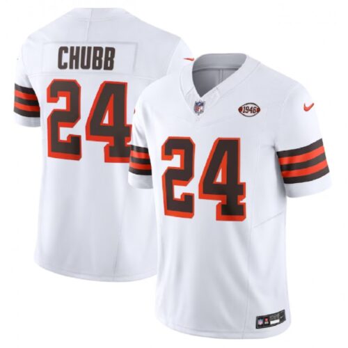 68613e4e6cd98_1 Men's Cleveland Browns #24 Nick Chubb White 2023 F.U.S.E. 1946 Collection Vapor Untouchable Limited Stitched Jersey