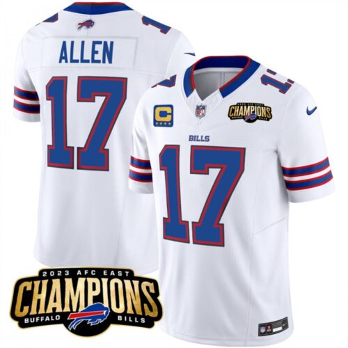 68613e5bef659_1 Men's Buffalo Bills #17 Josh Allen White 2023 F.U.S.E. AFC East Champions With 4-star C Ptach Stitched Football Jersey