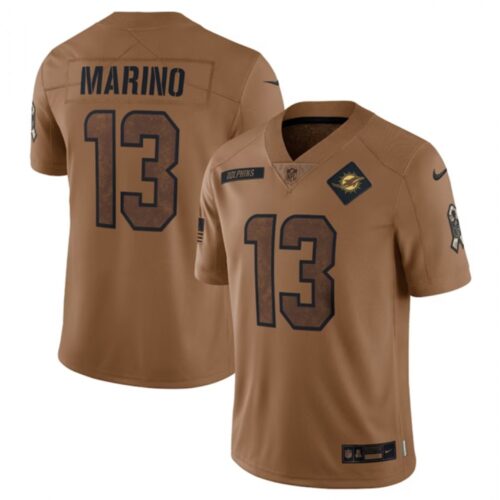 68613e84203f0_1 Men's Miami Dolphins #13 Dan Marino 2023 Brown Salute To Service Limited Stitched Football Jersey