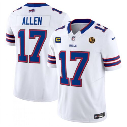 68613e9d07e2b_1 Men's Buffalo Bills #17 Josh Allen White 2023 F.U.S.E. With 4-star C Ptach And John Madden Patch Vapor Limited Stitched Football Jersey