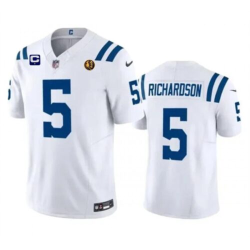 68613ed979dd2_1 Men's Indianapolis Colts #5 Anthony Richardson White 2023 F.U.S.E. 1-star C Patch And With John Madden Patch Vapor Limited Stitched Football Jersey