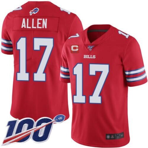 68613f0fb25b4_1 Men's Buffalo Bills #17 Josh Allen 100th Season Red With C Patch Vapor Untouchable Limited Stitched Jersey
