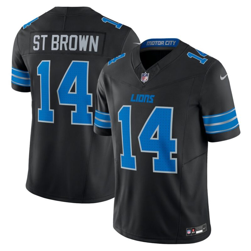 68613f18a05a7_1 Men's Detroit Lions #14 Amon-Ra St. Brown Black 2nd Alternate Vapor F.U.S.E. Limited Jersey