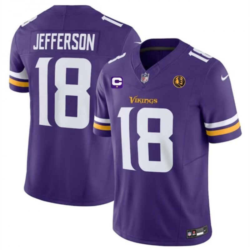 68613f1f492c9_1 Men's Minnesota Vikings #18 Justin Jefferson Purple 2023 F.U.S.E. With 1-star C Patch And John Madden Patch Vapor Limited Stitched Football Jersey