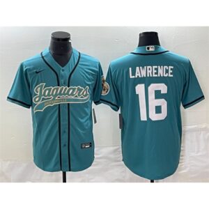 68613f53249b3_1 Men's Jacksonville Jaguars #16 Trevor Lawrence Teal With Patch Cool Base Stitched Baseball Jersey