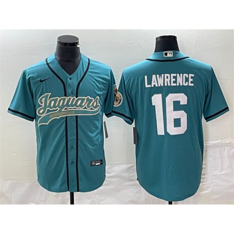 68613f53249b3_1 Men's Jacksonville Jaguars #16 Trevor Lawrence Teal With Patch Cool Base Stitched Baseball Jersey