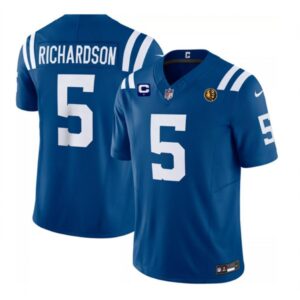 68613f7bb331b_1 Men's Indianapolis Colts #5 Anthony Richardson Blue 2023 F.U.S.E. 1-star C Patch And With John Madden Patch Vapor Limited Stitched Football Jersey