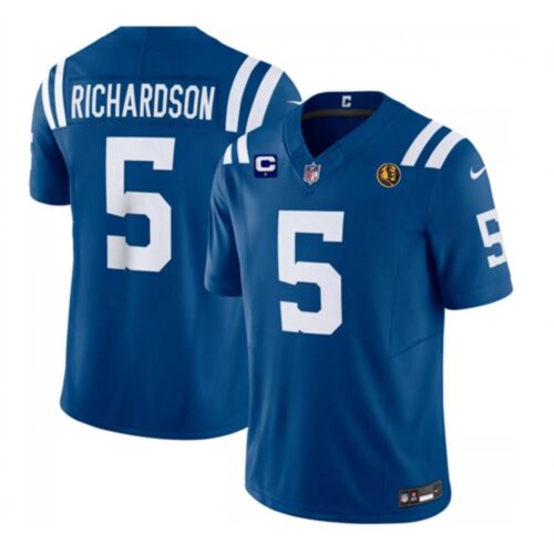 68613f7bb331b_1 Men's Indianapolis Colts #5 Anthony Richardson Blue 2023 F.U.S.E. 1-star C Patch And With John Madden Patch Vapor Limited Stitched Football Jersey