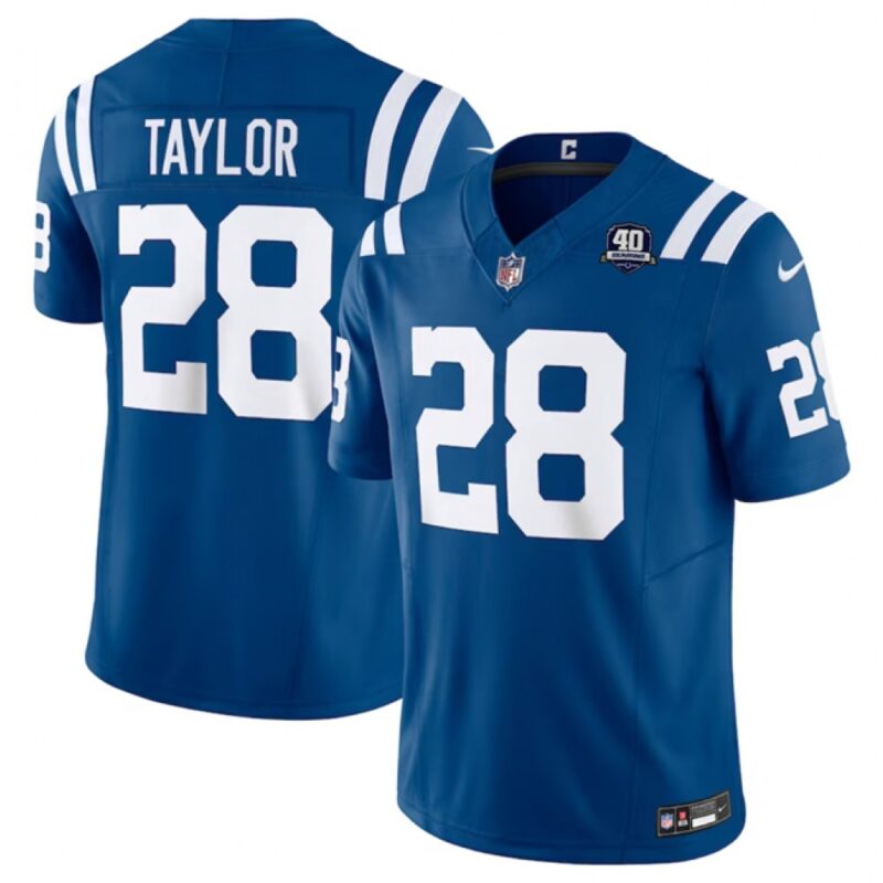68613fa22d99a_1 Men's Indianapolis Colts #28 Jonathan Taylor Blue 2023 F.U.S.E 40th Anniversary Vapor Untouchable Stitched Football Jersey