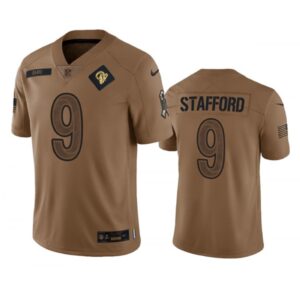 68613fbcd34c8_1 Men's Los Angeles Rams #9 Matthew Stafford 2023 Brown Salute To Service Limited Stitched Football Jersey