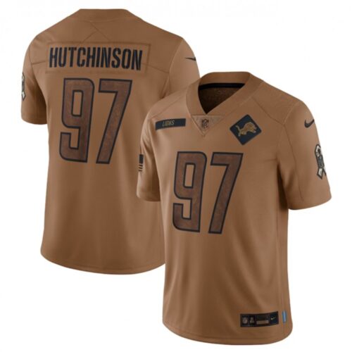 68613fc5f3c0c_1 Men's Detroit Lions #97 Aidan Hutchinson 2023 Brown Salute To Service Limited Stitched Jersey