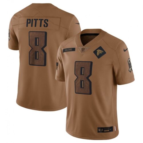 68613fcf01e27_1 Men's Atlanta Falcons #8 Kyle Pitts 2023 Brown Salute To Setvice Limited Stitched Football Jersey
