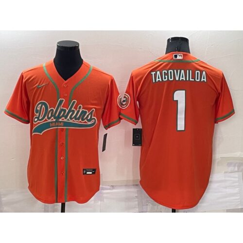 6861402d8d3b6_1 Men's Miami Dolphins #1 Tua Tagovailoa Orange Cool Base Stitched Baseball Jersey