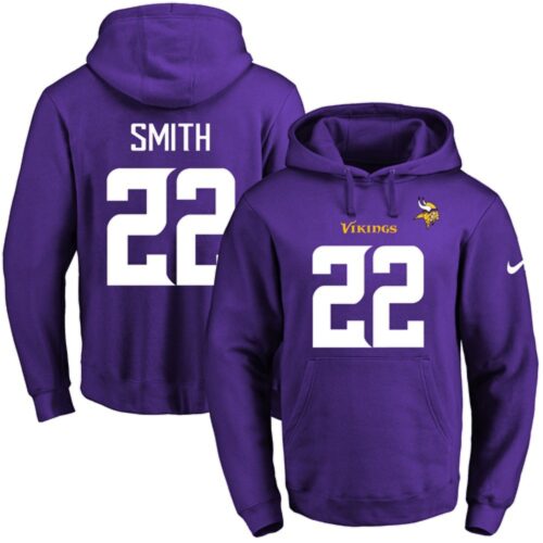 686140447c1bc_1 Vikings #22 Harrison Smith Purple Name & Number Pullover NFL Hoodie