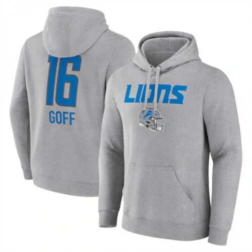 686140783cb3e_1 Men's Detroit Lions #16 Jared Goff Heather Gray Team Wordmark Player Name & Number Pullover Hoodie