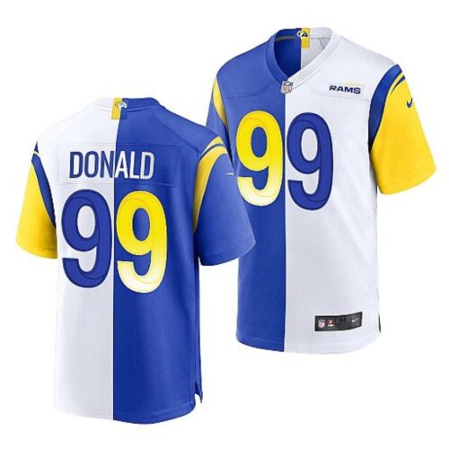 68614083b89e4_1 Men's Los Angeles Rams #99 Aaron Donald Royal/White Split Stitched Football Jersey