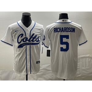 686140a50d1cb_1 Men's Indianapolis Colts #5 Anthony Richardson White Cool Base Stitched Baseball Jersey