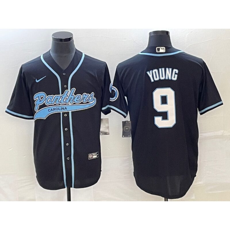 686140cc76c36_1 Men's Carolina Panthers #9 Bryce Young Black With Patch Cool Base Stitched Baseball Jersey