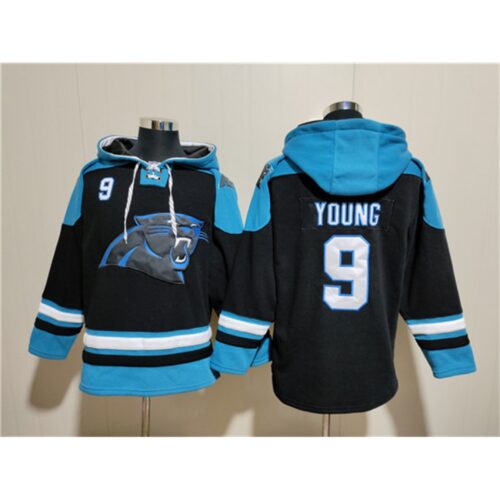 686140dbe4515_1 Men's Carolina Panthers #9 Bryce Young Black Ageless Must-Have Lace-Up Pullover Hoodie