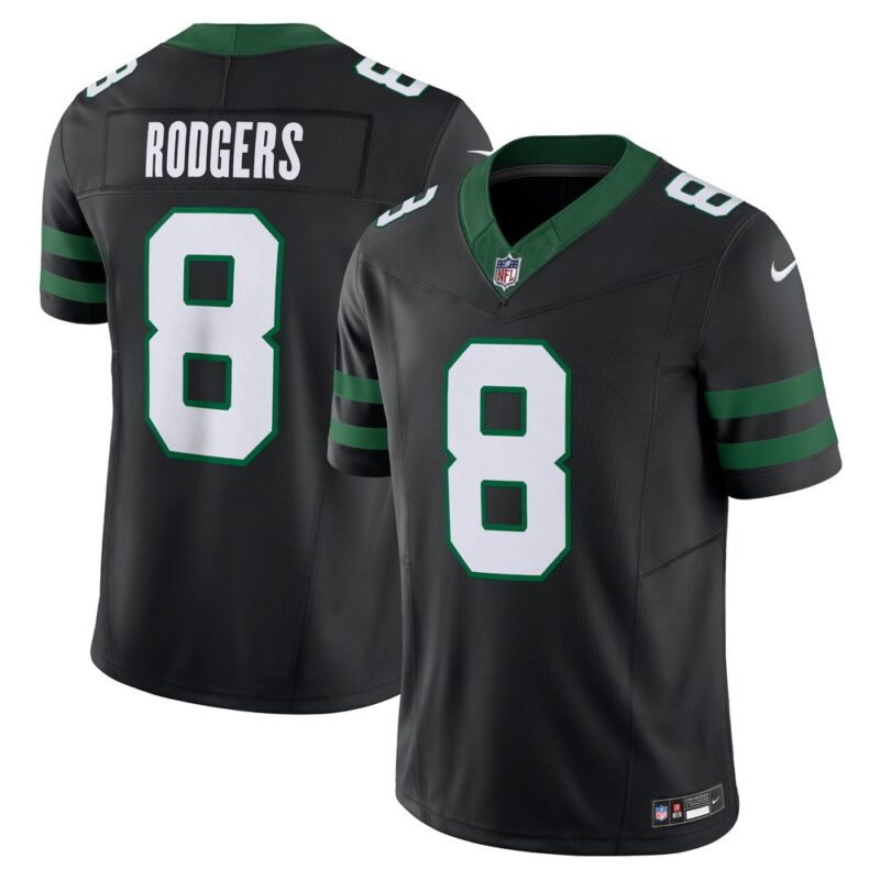 686140f2051f5_1 Men's New York Jets Aaron Rodgers Legacy Black Alternate Vapor F.U.S.E. Limited Jersey