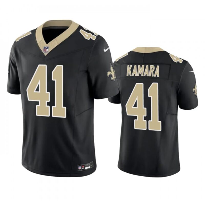 6861412785dde_1 Men's New Orleans Saints #41 Alvin Kamara Black 2023 F.U.S.E. Vapor Untouchable Limited Stitched Jersey