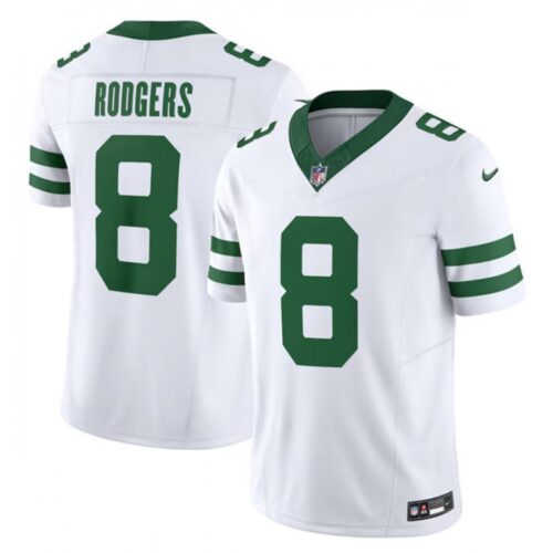 6861414d202cf_1 Men's New York Jets #8 Aaron Rodgers White 2023 F.U.S.E. Vapor Limited Throwback Stitched Football Jersey